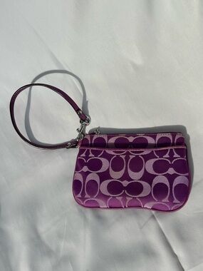 Coach Purple Signature Wristlet Clutch Y2K Monogram Small Purse